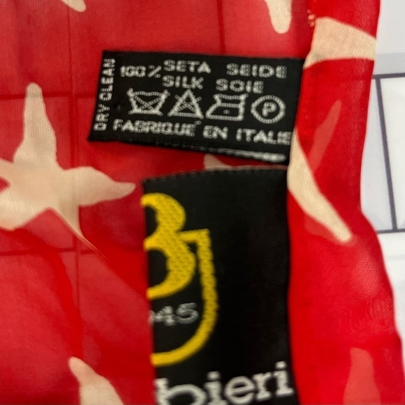 Larioseta Como Barbieri Italy Womens Red & White Starfish Nautical Silk Scarf - Picture 8 of 11